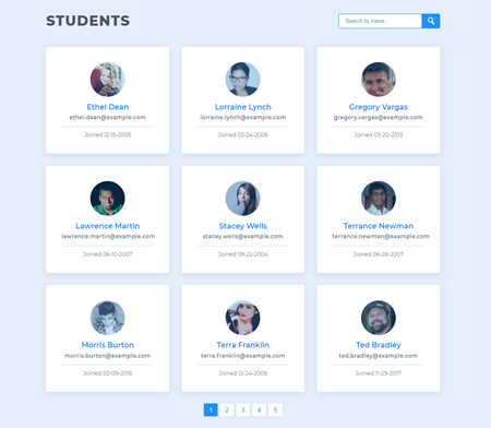 Data Filter and Pagnition
